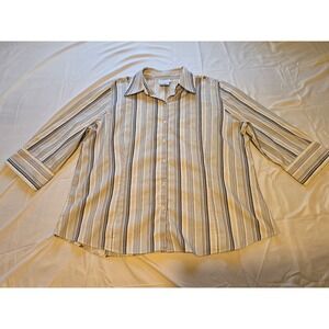 George Stretch Ladies Button Up Shirt Striped‎ Large Stripe